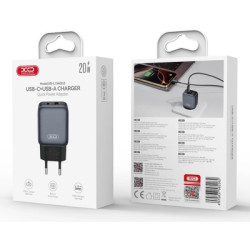 Зарядний пристрій XO L154 USB-C PD20W + USB-A QC3.0 Black (L154.black)