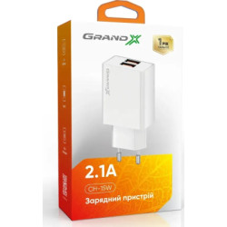 Зарядний пристрій Grand-X CH-15W 2xUSB 10.5W Black (CH-15W)