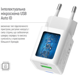 Зарядний пристрій ColorWay C101A GaN Mini 20W PD PPS USB-C + USB-A QC4.0 + cable USB-C to USB-C black (CW-CHS062PDC-WT)
