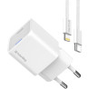 Зарядний пристрій ColorWay C101D GaN Mini 20W PD PPS USB-C + cable USB-C to Lightning white (CW-CHS059PDL-WT)