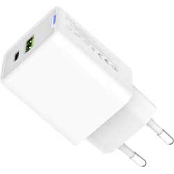 Зарядний пристрій ColorWay C101E GaN Mini 45W PD PPS USB-C + USB-A QC4.0 white (CW-CHS060PD-WT)