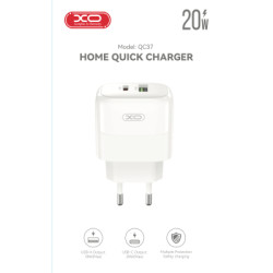 Зарядний пристрій XO 1xUSB QC3.0 + 1xUSB-C PD20W (XO-QC37)