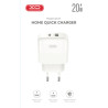 Зарядний пристрій XO 1xUSB QC3.0 + 1xUSB-C PD20W (XO-QC37)