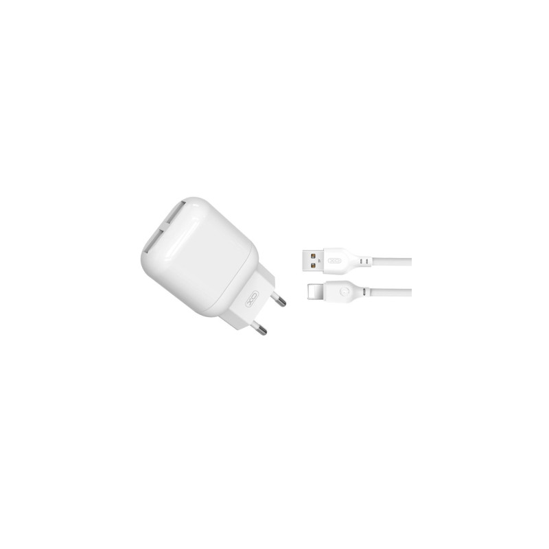 Зарядний пристрій XO 2xUSB 2.4A + cable USB to Lightning white (L78-L-WH)