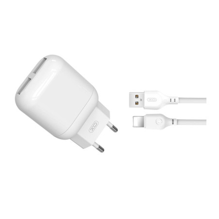 Зарядний пристрій XO 2xUSB 2.4A + cable USB to Lightning white (L78-L-WH)