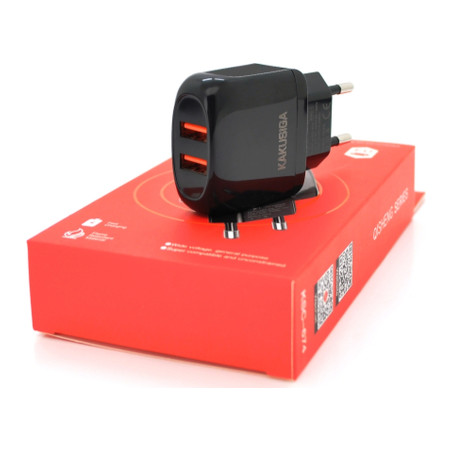 Зарядний пристрій KAKUSIGA 2xUSB 12W black (KSC-674-QISHENG-B)