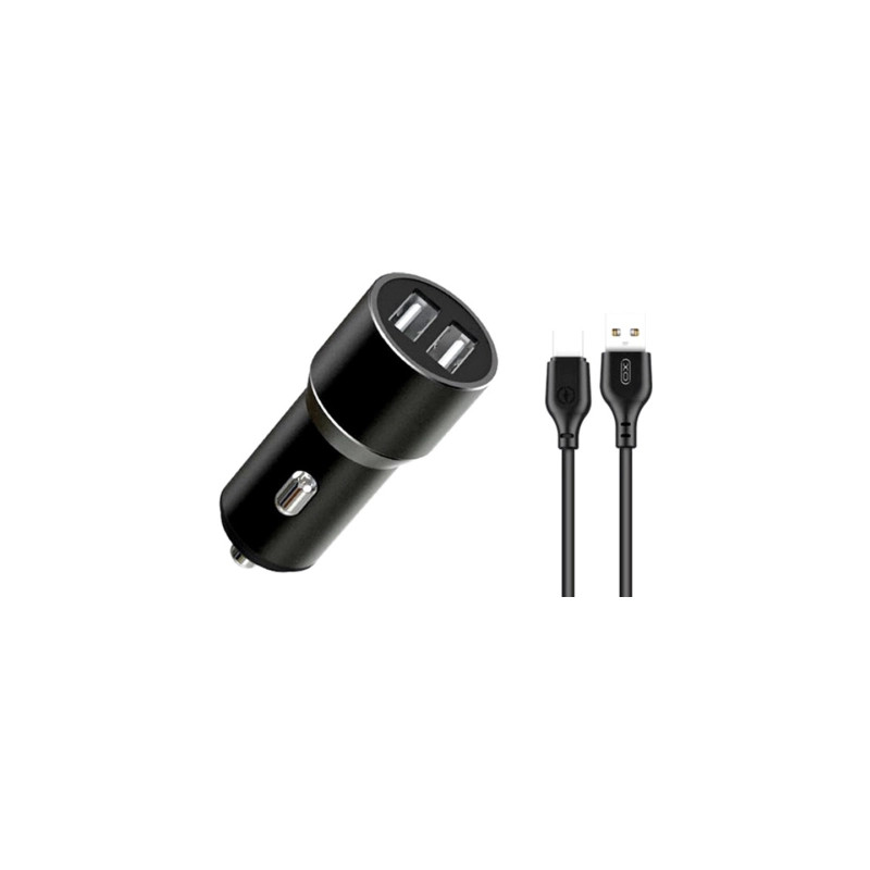 Зарядний пристрій XO 1xUSB + cable USB to USB-C TZ09 black (6920680873500)