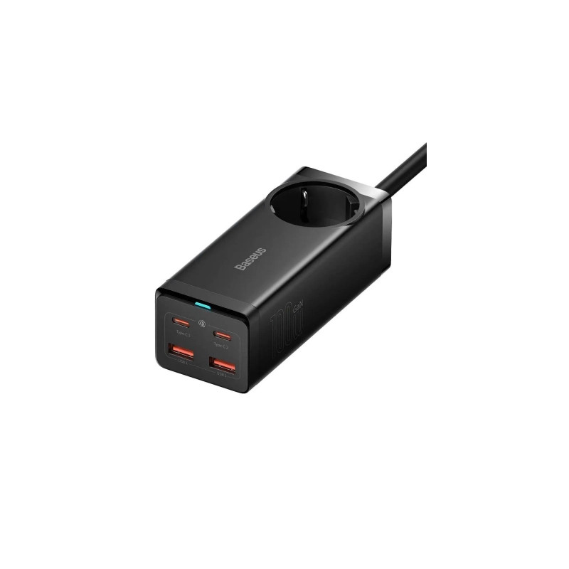 Зарядний пристрій Baseus AC + 2xUSB-C 100W + 2xUSB + cable USB-C to USB-C 100W 1.0m black (PSZM000401)