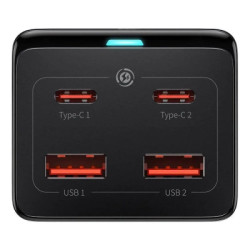 Зарядний пристрій Baseus AC + 2xUSB-C 100W + 2xUSB + cable USB-C to USB-C 100W 1.0m black (PSZM000401)