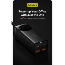 Зарядний пристрій Baseus AC + 2xUSB-C 100W + 2xUSB + cable USB-C to USB-C 100W 1.0m black (PSZM000401)