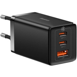 Зарядний пристрій Baseus 2xUSB-C 65W + 1xUSB GaN + cable USB-C to USB-C 100W 1.0m black (CCGP120201)