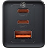 Зарядний пристрій Baseus 2xUSB-C 65W + 1xUSB GaN + cable USB-C to USB-C 100W 1.0m black (CCGP120201)
