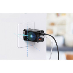 Зарядний пристрій Baseus 2xUSB-C 65W + 1xUSB GaN + cable USB-C to USB-C 100W 1.0m black (CCGP120201)