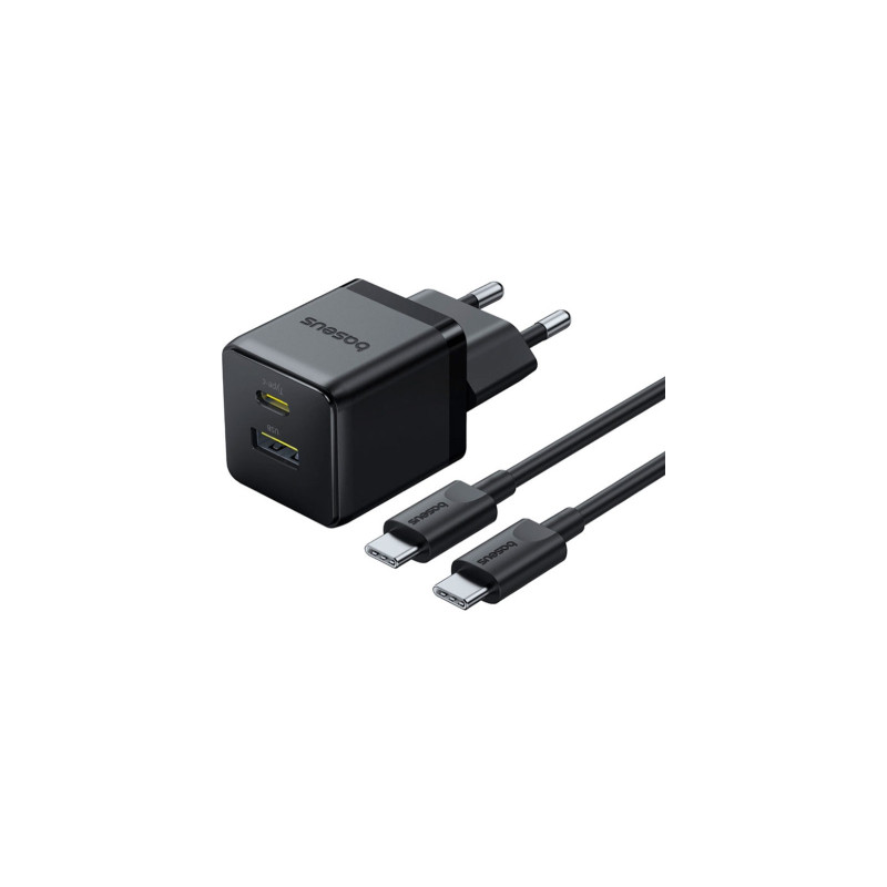Зарядний пристрій Baseus 1xUSB-C 30W + 1xUSB + cable USB-C to USB-C 60W 1.0m (P1011160A113-01)