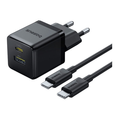 Зарядний пристрій Baseus 1xUSB-C 30W + 1xUSB + cable USB-C to USB-C 60W 1.0m (P1011160A113-01)