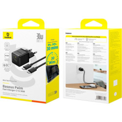 Зарядний пристрій Baseus 1xUSB-C 30W + 1xUSB + cable USB-C to USB-C 60W 1.0m (P1011160A113-01)