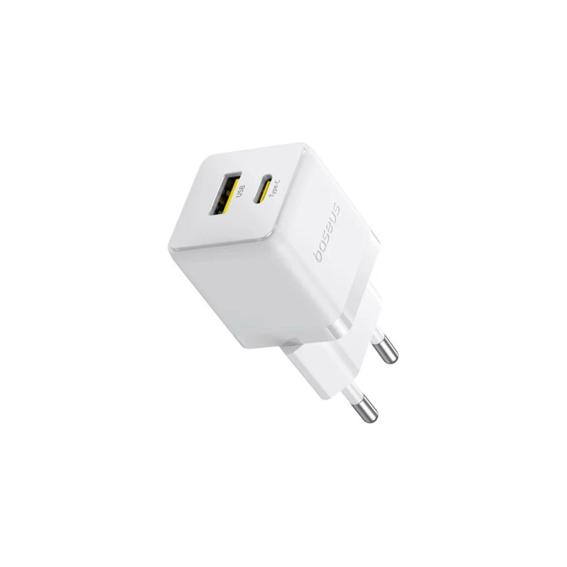 Зарядний пристрій Baseus 1xUSB-C 30W + 1xUSB white (P1011160A213-00)