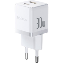 Зарядний пристрій Baseus 1xUSB-C 30W + 1xUSB white (P1011160A213-00)
