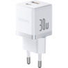 Зарядний пристрій Baseus 1xUSB-C 30W + 1xUSB white (P1011160A213-00)
