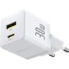 Зарядний пристрій Baseus 1xUSB-C 30W + 1xUSB white (P1011160A213-00)