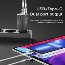 Зарядний пристрій Essager 1xUSB + 1xUSB-C PD30W black (ECTPQS-ZTB01)