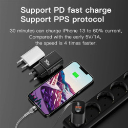 Зарядний пристрій Essager 1xUSB + 1xUSB-C PD30W black (ECTPQS-ZTB01)