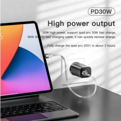 Зарядний пристрій Essager 1xUSB + 1xUSB-C PD30W black (ECTPQS-ZTB01)