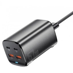 Зарядний пристрій Essager 2xUSB-C + 2xUSB 67W GaN (ECT2AC-JYB0G-Z)