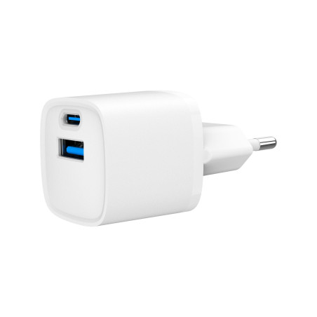 Зарядний пристрій Gembird 1xUSB-C PD20W + 1xUSB QC3.0 white (TA-UC-PDQC20-W-01)