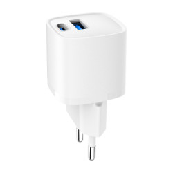 Зарядний пристрій Gembird 1xUSB-C PD20W + 1xUSB QC3.0 white (TA-UC-PDQC20-W-01)