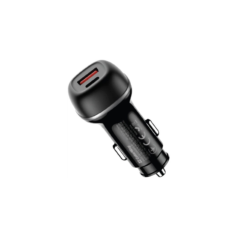 Зарядний пристрій ColorWay USB-C PD65W + USB QC3.0 car adapter (CW-CHA068PD-BK)