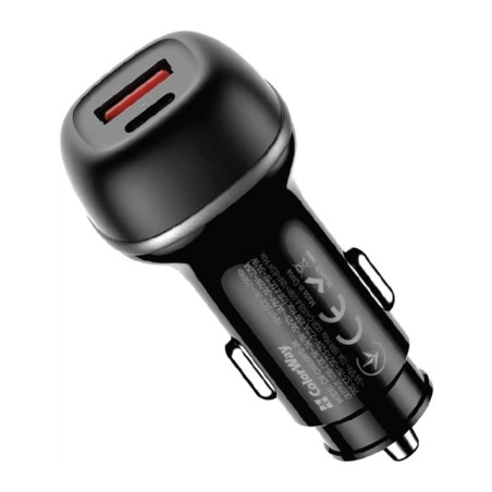 Зарядний пристрій ColorWay USB-C PD65W + USB QC3.0 car adapter (CW-CHA068PD-BK)