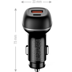 Зарядний пристрій ColorWay USB-C PD65W + USB QC3.0 car adapter (CW-CHA068PD-BK)