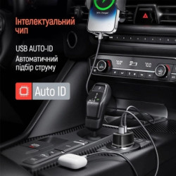 Зарядний пристрій ColorWay USB-C PD65W + USB QC3.0 car adapter (CW-CHA068PD-BK)