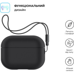 Чохол для навушників Armorstandart Silicone Case with straps для Apple Airpods Pro 2 Black (ARM68608)
