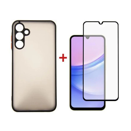 Чохол до мобільного телефона Dengos Kit for Samsung Galaxy A15 case + glass (Black) (DG-KM-69)