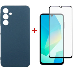 Чохол до мобільного телефона Dengos Samsung Galaxy A16 5G Carbon + glass (Blue) (DG-KM-122)