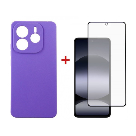 Чохол до мобільного телефона Dengos Kit Xiaomi Redmi Note 14 case Carbon + glass (Purple) (DG-KM-129)