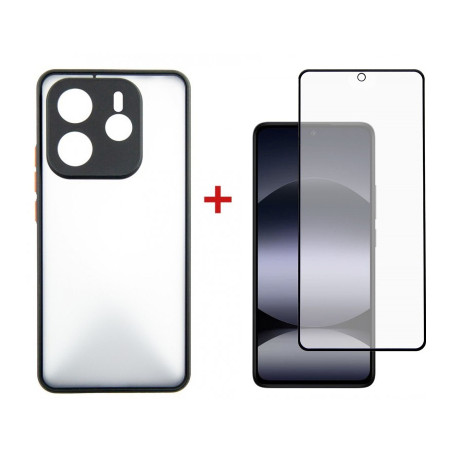 Чохол до мобільного телефона Dengos Kit Xiaomi Redmi Note 14 5G case Matte + glass (Black) (DG-KM-127)