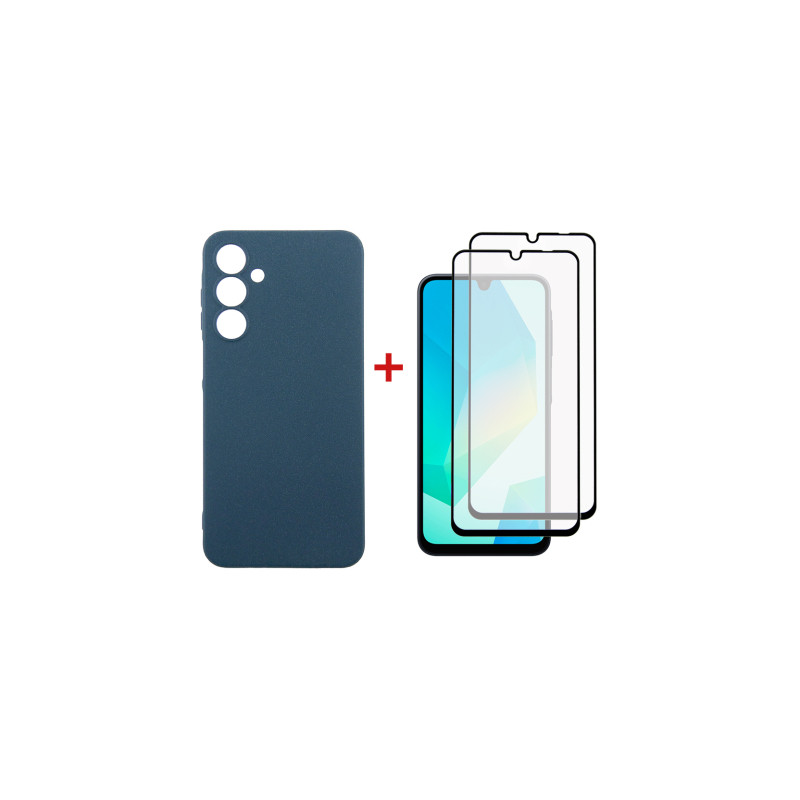 Чохол до мобільного телефона Dengos Samsung Galaxy A16 Carbon + glass 2pcs (Blue) (DG-CTG2P-07)