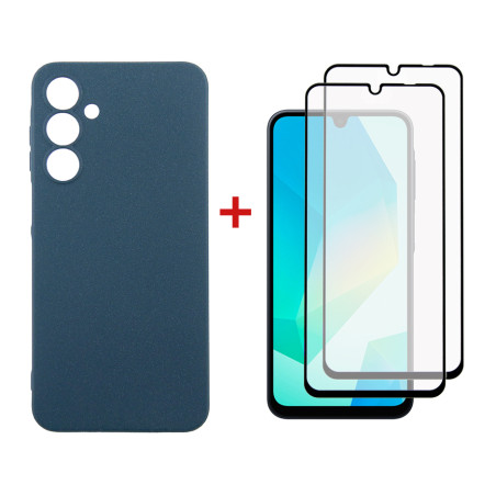 Чохол до мобільного телефона Dengos Samsung Galaxy A16 Carbon + glass 2pcs (Blue) (DG-CTG2P-07)