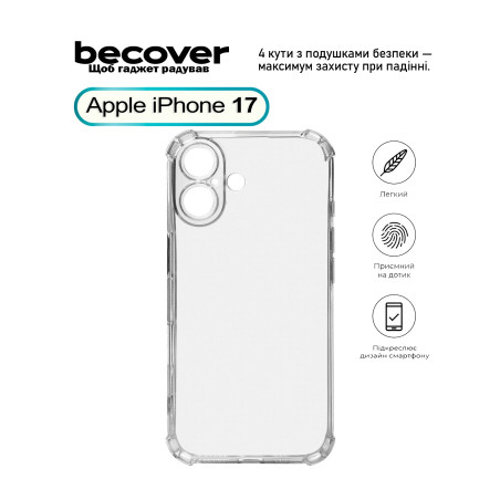 Чохол до мобільного телефона BeCover Anti-Shock Apple iPhone 17 Clear (713793)