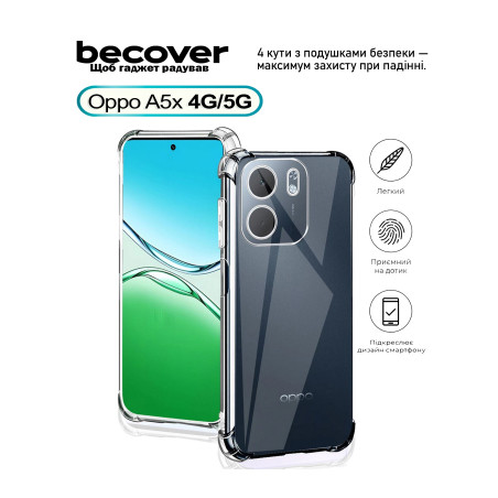 Чохол до мобільного телефона BeCover Anti-Shock Oppo A5x 4G/5G Clear (713814)