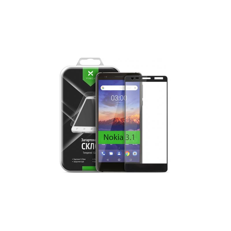 Скло захисне Vinga для Nokia 3.1 Black (VTPGS-N31B)
