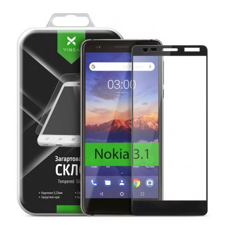 Скло захисне Vinga для Nokia 3.1 Black (VTPGS-N31B)