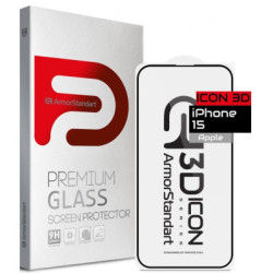 Скло захисне Armorstandart Icon 3D Apple iPhone 15 Black (ARM68213)