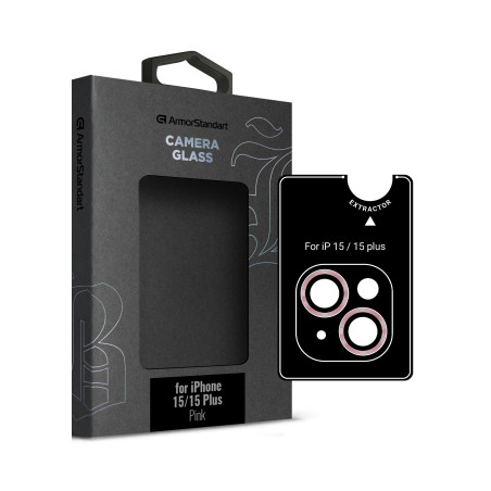 Скло захисне Armorstandart Camera glass Supreme Black Icon iPhone 15/15 Plus Pink (ARM76588)