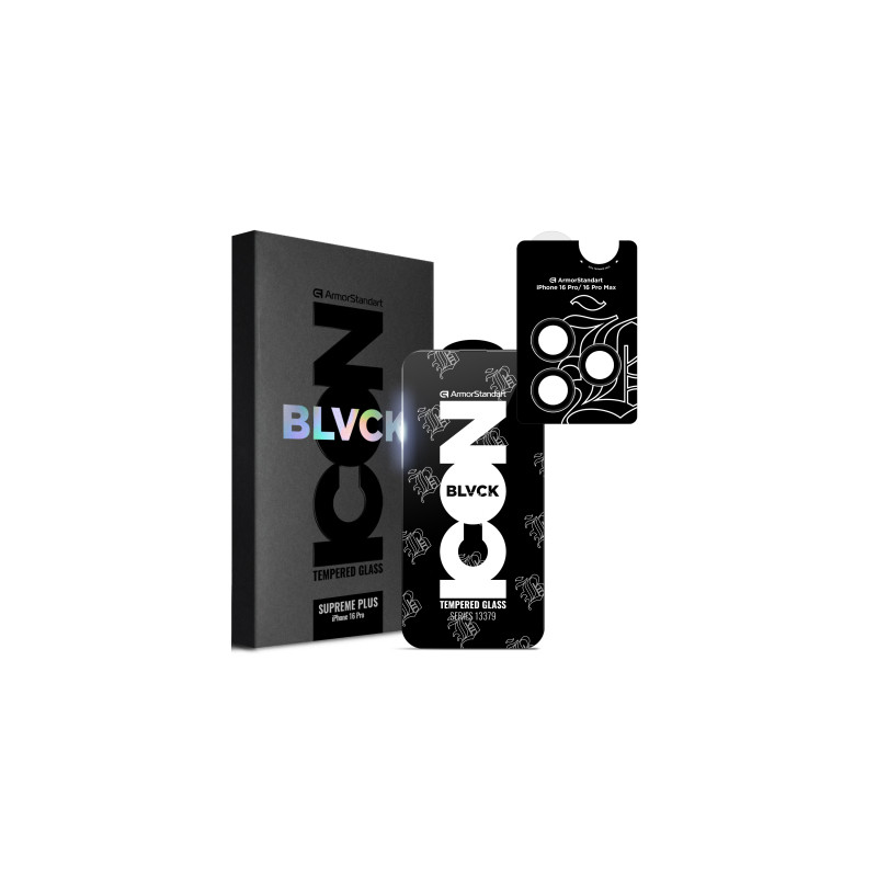 Скло захисне Armorstandart Supreme Plus Black Icon Apple iPhone 16 Pro (ARM80298)