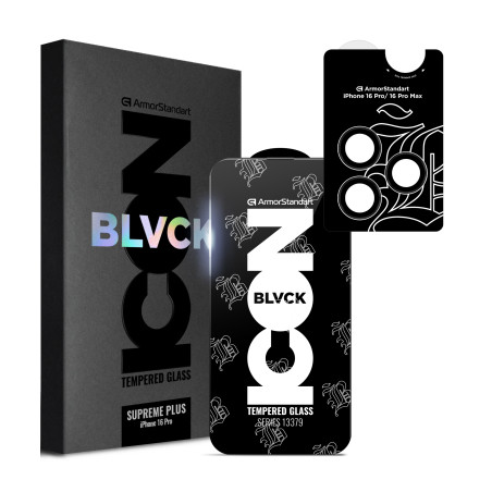 Скло захисне Armorstandart Supreme Plus Black Icon Apple iPhone 16 Pro (ARM80298)