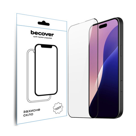 Скло захисне BeCover Apple iPhone 16 Pro Max Black (712125)